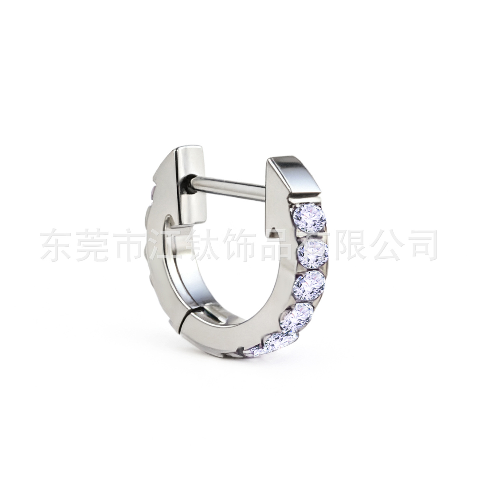 G23 Titanium Alloy D-Shaped Straight Needle Earrings with Full Cubic Zirconia - Body Piercing Jewelry for Cartilage - Image 5