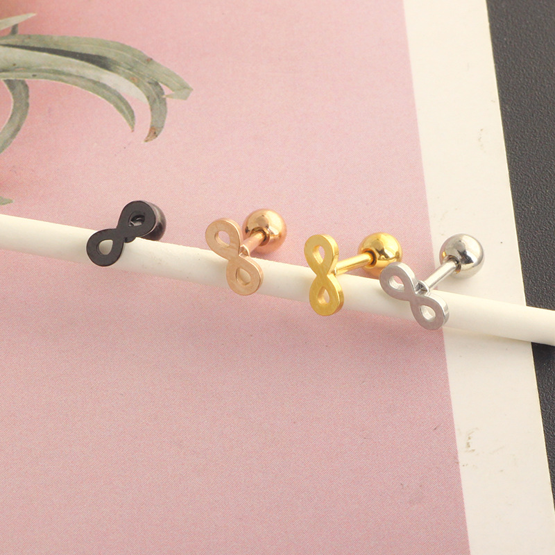 Lucky 8-Word Ear Bone Nail Piercing Ear Studs Multi-Diamond Stud Earrings Rose Gold Amazon Hot Sale Jewelry - Image 3