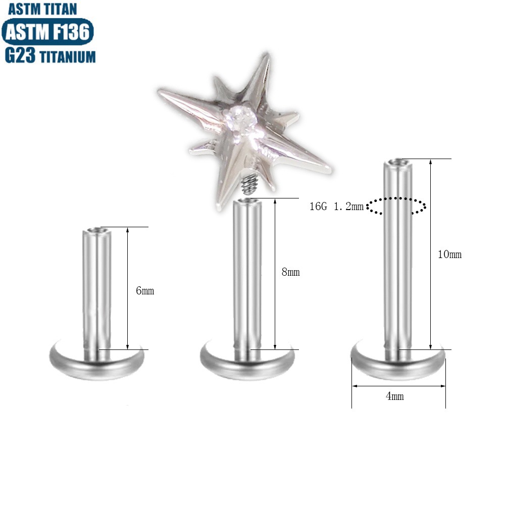 Pointed G23 Titanium Lip Ring Spiral with Diamond Inner Teeth Thread Body Piercing Jewelry Earring - Image 4