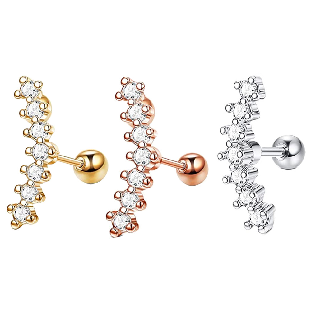 10-Piece Set CZ Flower Women's Ear Bone Nail Screw Earrings Piercing Jewelry Ear Studs Lip Nail Lip Ring Body Piercing - Image 2