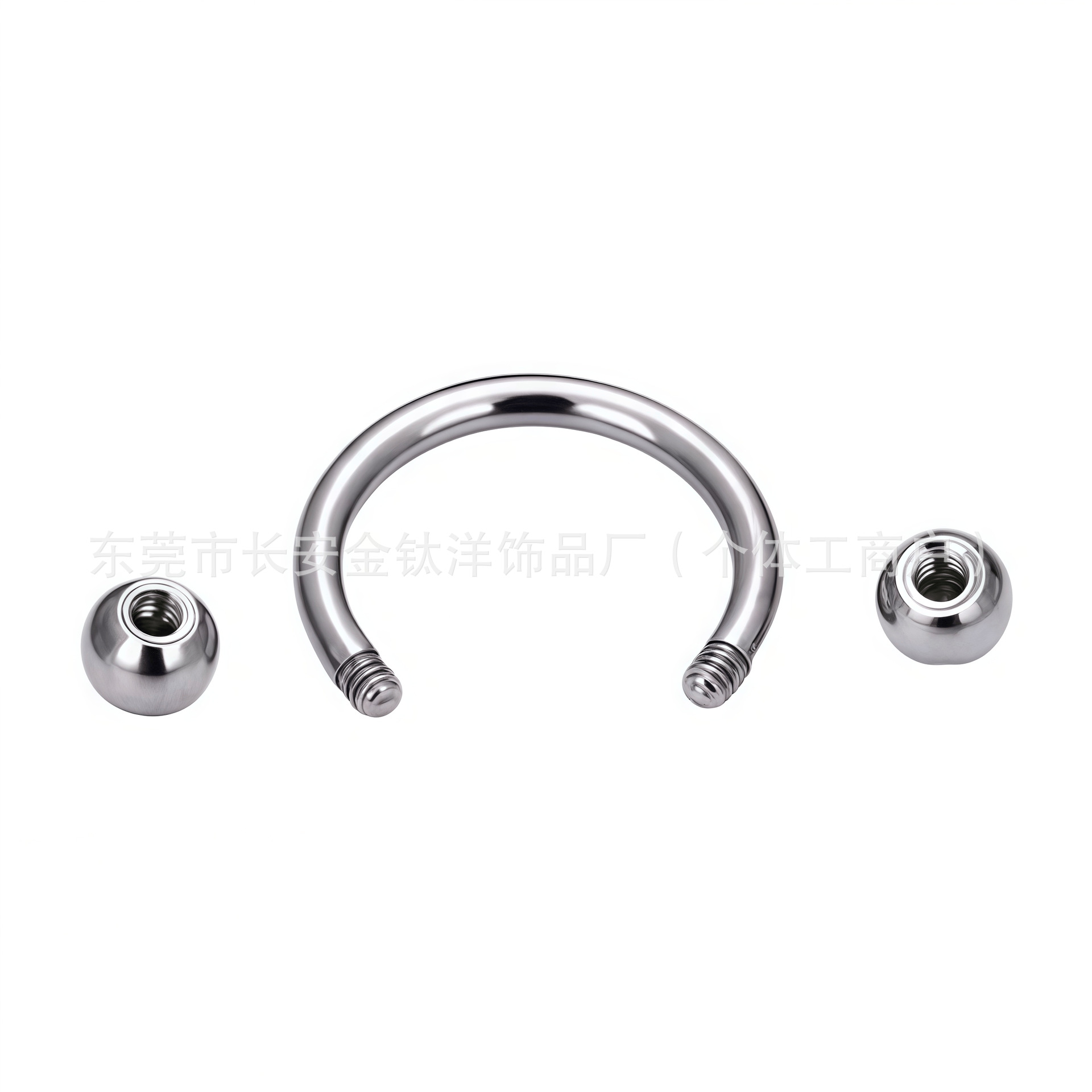 G23 Titanium External Thread Tapered Ball Horseshoe Nose Ring Ear C-Bar Body Piercing Jewelry - Image 2