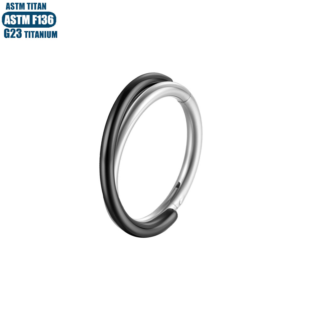 F136 Titanium Alloy Implant-Grade Nose Ring Fork Double Color Seamless Ring Nose Septum Ring Pierced Earrings Cartilage Ear Bone Nail - Image 4