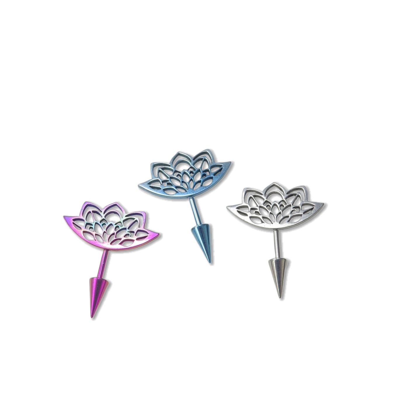 Satan's Child F136 Titanium Ear Bone Stud Hollow Lotus Demon Stud Niche Creative Earrings - Image 5
