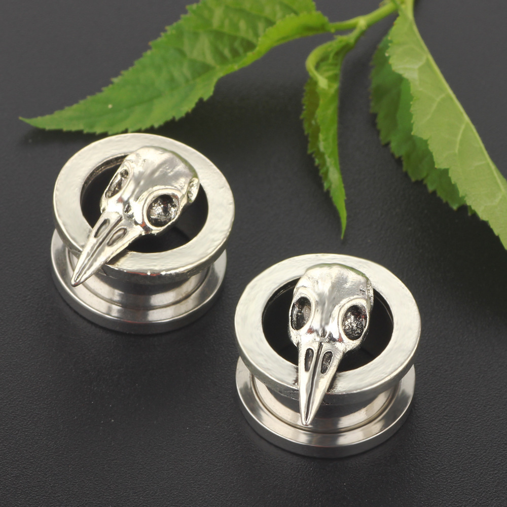 3D Bird Head Ear Plug Tunnels 6mm-16mm Stainless Steel Ear Gauges Piercing Jewelry - Image 2