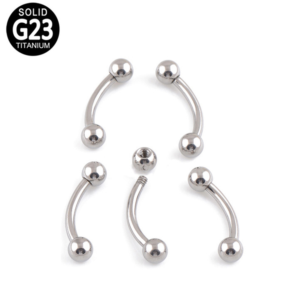 F136 Titanium Alloy Double-Headed External Thread Curved Barbell Ball Eyebrow Nail Tongue Nail Eyebrow Ring Ear Bone Nail G23 Piercing Jewelry - Image 2