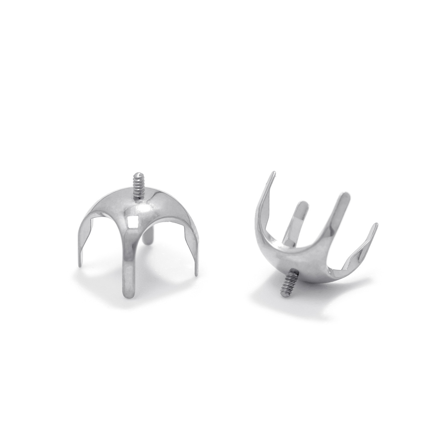 G23 Titanium Rose Cut Round Bottom Four-Prong Earring - Flat Back Labret Stud for Ear Lip Nose Piercing - Image 5