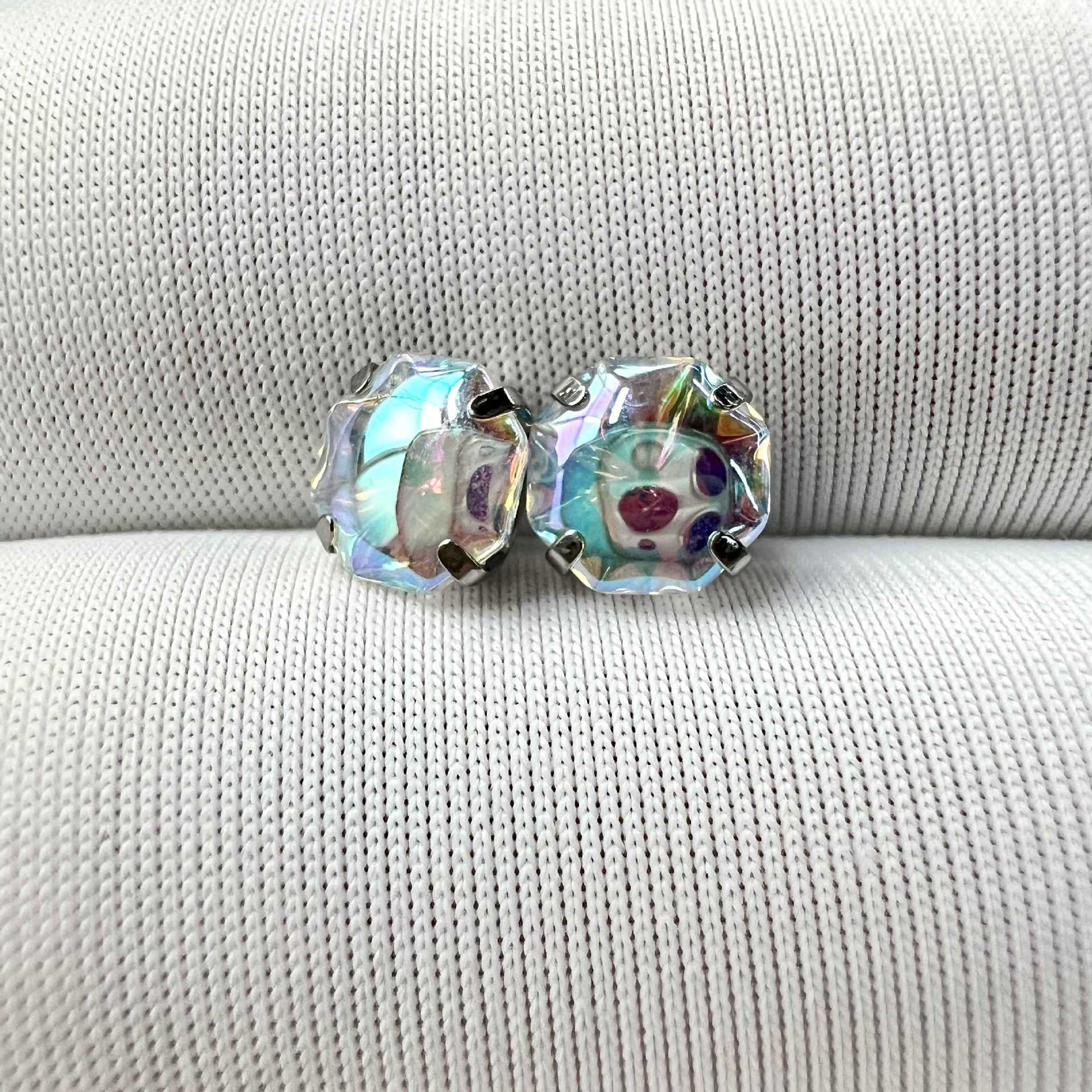F136 Titanium Alloy Octagonal Jellyfish-Cut Zircon Earrings, G23 Titanium Ear Cartilage Studs, Claw Zircon Body Piercing Jewelry - Image 4