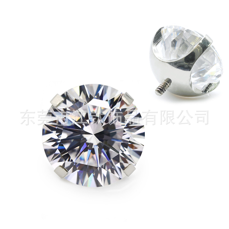 G23 Titanium Moissanite Labret Stud Ear Cartilage Piercing Jewelry Round Bottom - Image 5