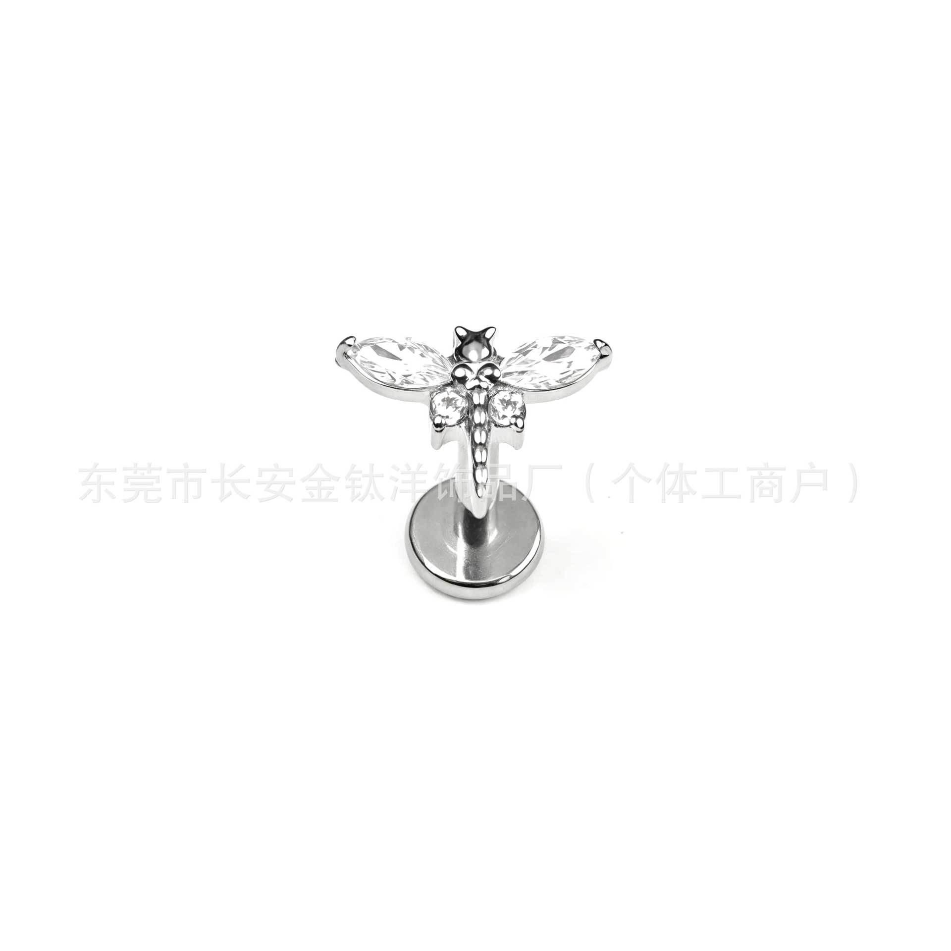 F136 Titanium Dragonfly Nose Nail with 5A Zircon - Ear Bone Piercing Jewelry 1.2x14mm - Image 4