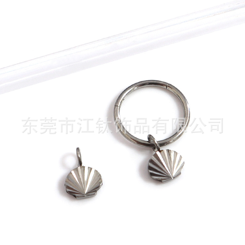F136 Titanium Shell Earring Closed Ring Anodizable G23 Titanium Alloy Body Piercing Earring - Image 4