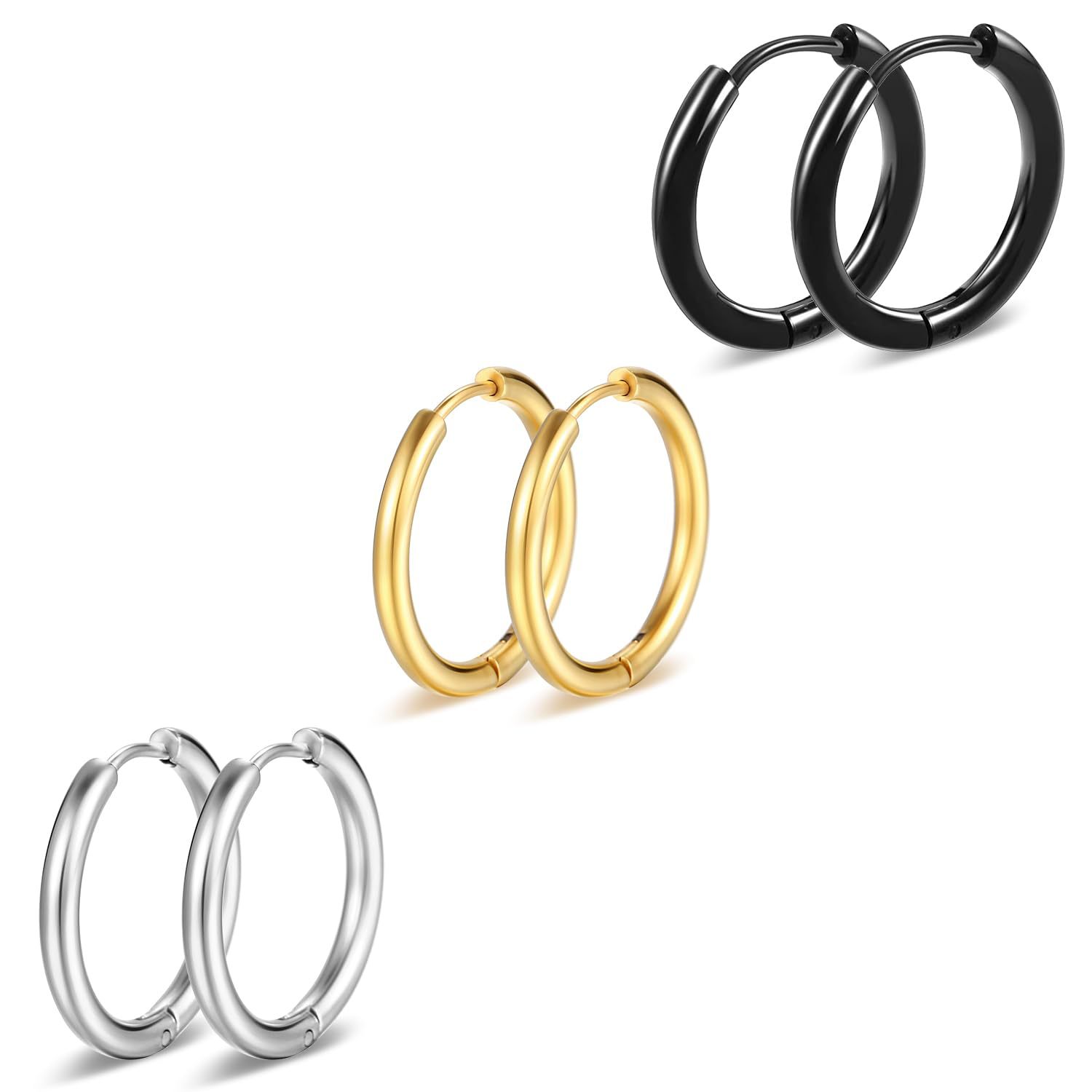 316L Surgical Steel Round Wire Earrings Ear Pin Fine Polishing Vacuum Plating 2.0mm/2.5mm Wire Diameter Multi-Size Ear Hoops - Image 2