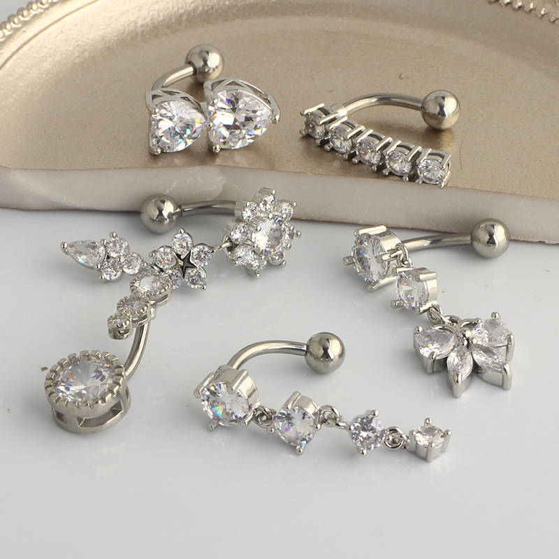 Colorful Short Stainless Steel Navel Ring Set Belly Button Piercing Jewelry Silver Butterfly - Image 3