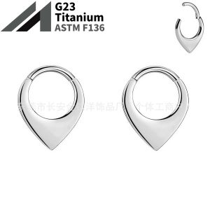 F136 Titanium Heart-Shaped Smooth Ear Cuffs, Nose Rings, Seamless Closed Rings, G23 Titanium Alloy Piercing Jewelry