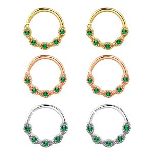 2021 Summer New Release 20G Zircon Rose Gold Nose Ring Fake Nose Piercing Leaf Tulip Daith Earring