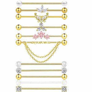 11-Piece Amazon Set Double Ear Piercing Long Bar Ear Bone Studs Industrial Ear Studs Stainless Steel Bridge Ear Studs