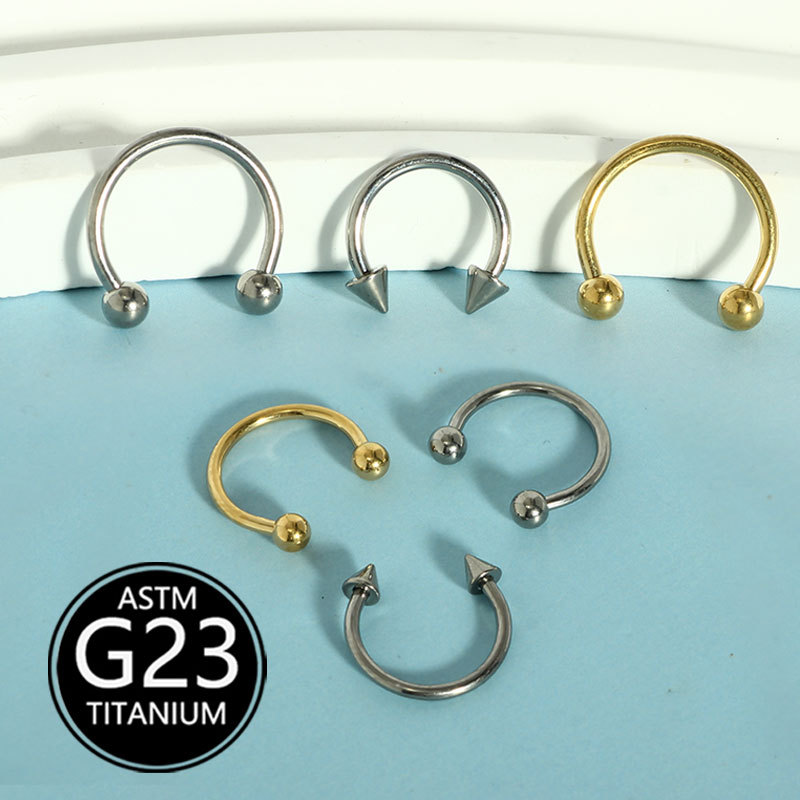 1.2x6mm G23 Titanium External Thread Nose Ring Horseshoe Ball Spike Body Piercing Jewelry Wholesale - Image 4
