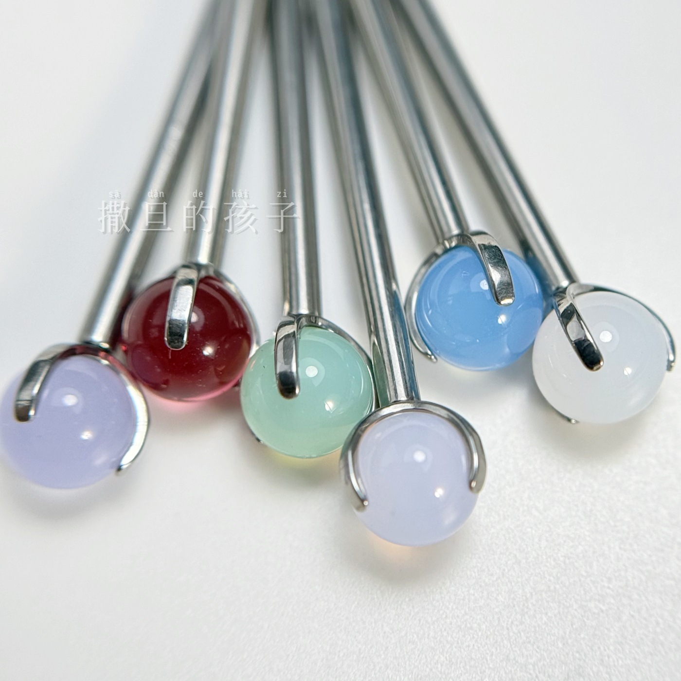 F136 Titanium Alloy Morandi Opal Tongue Barbell Internally Threaded 5mm Drinkable Tongue Piercing Jewelry - Image 2