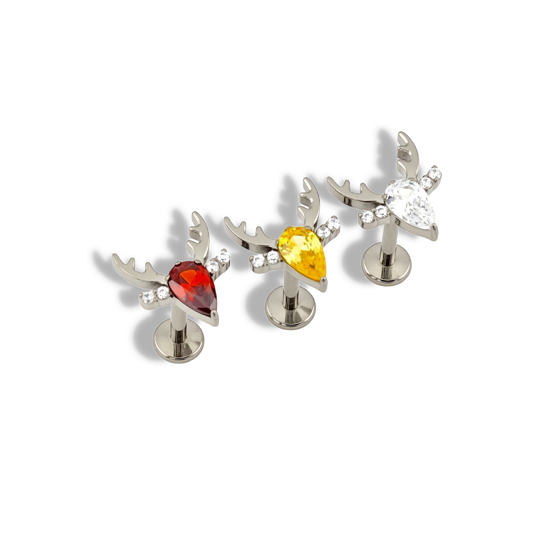 G23 Titanium Flash Zircon Elk Earrings - F136 Titanium Alloy Christmas Deer Stud Earring Replacement Head for Piercing Jewelry - Image 2