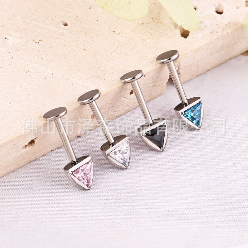 F136 Titanium Alloy Cat Ear Stud Earrings with Zircon Inlaid Lip Piercing Jewelry Devil Nail Ear Bone Stud - Image 2