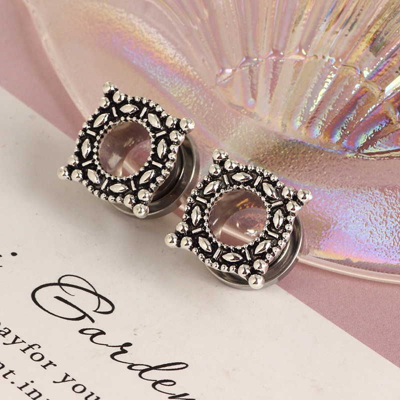 Stainless Steel Auricle Pentagon Channel Ear Expansion Earrings for Cartilage Piercing - Trending 2022 Summer - Image 5