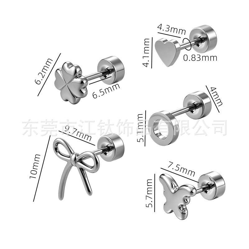 Jiangtai F136 Titanium Geometric Stud Earrings Round Disc Threaded Earrings Wholesale G23 Titanium Alloy Body Piercing Jewelry - Image 2