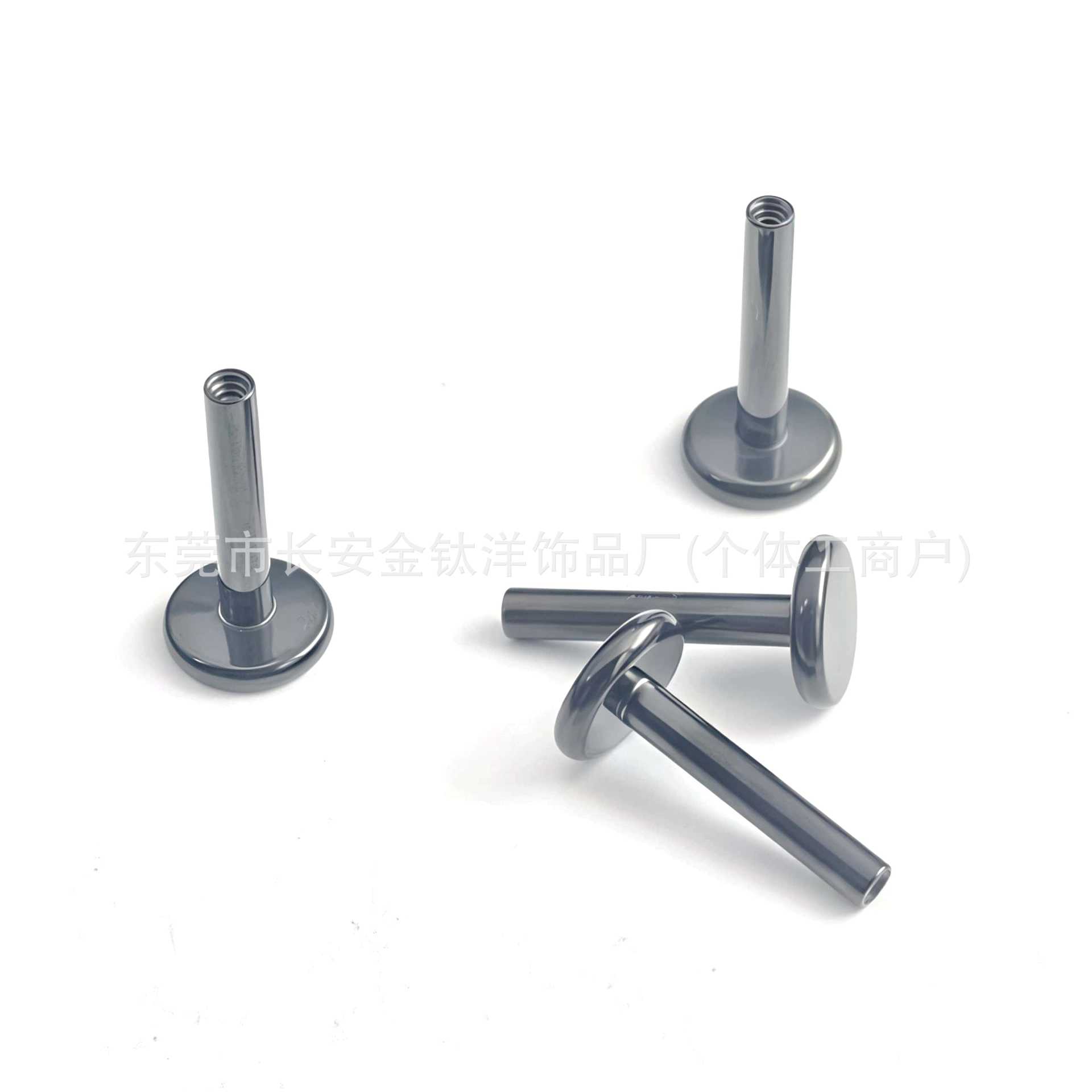 F136 Titanium Black-Plated Internally Threaded Lip Stud Base Flat Rod, 1.0x12mm Ear Cartilage Stud - G23 Titanium Alloy Body Piercing Jewelry - Image 4