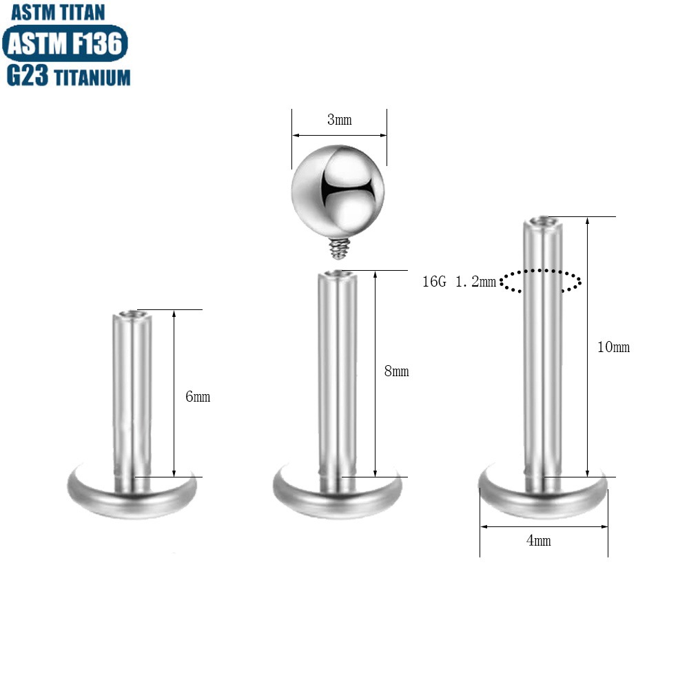 F136 Titanium Alloy Lip Ring Internally Threaded Tragus Ear Bone Nail Body Piercing Jewelry Tongue Nail Lip Nail - Image 2