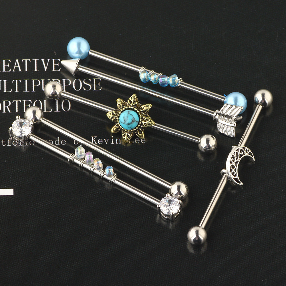 Amazon Piercing Jewelry Set Long Rod Stud Earrings Body Piercing Stainless Steel Industrial Barbell - Image 4