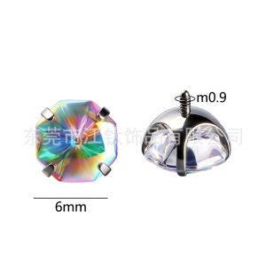 G23 Titanium Jewelry Headpiece with Colorful Gradient Octagonal Jellyfish Design Ear Stud