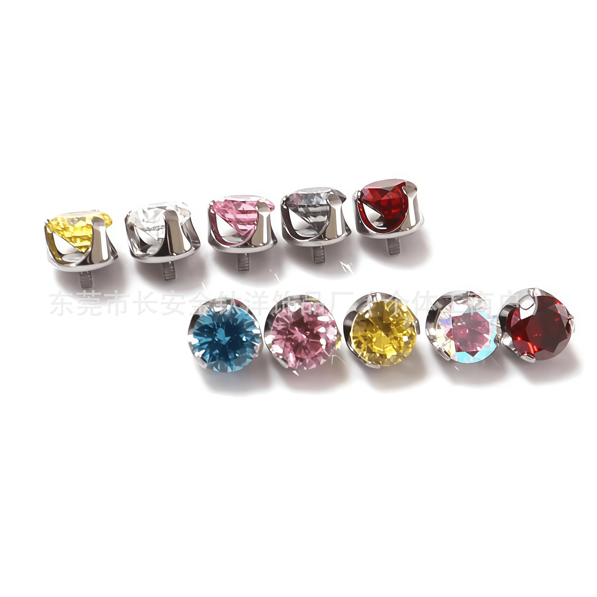 F136 Titanium 5A Zircon Ear Nail Lip Nail Piercing Jewelry - Three Claw Inlaid Design - Image 2
