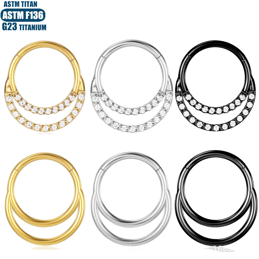 F136 Titanium Alloy Zircon Nose Ring Seamless Ring Nasal Septum Ring Moon Earrings Stud - Image 5