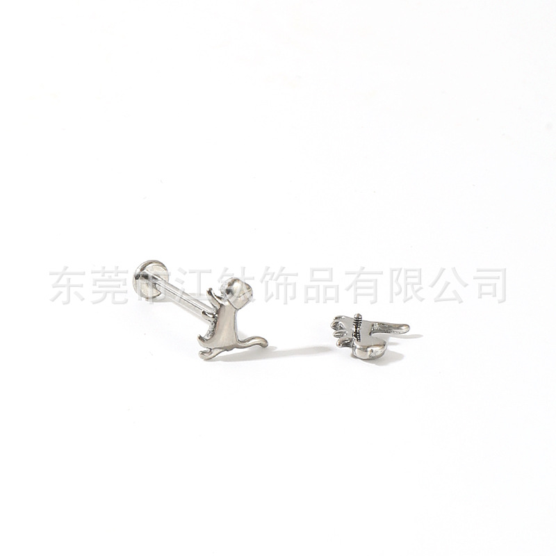 G23 Titanium F136 Cat Animal Ear Cartilage Stud Earring for Helix Tragus Piercing Jewelry - Image 5