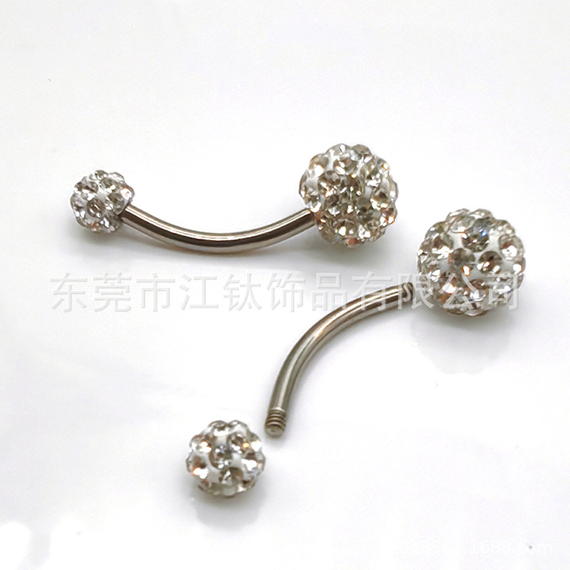 G23 Titanium Navel Ring Shambhala Diamond Flash Body Piercing Jewelry Belly Button Nail - Image 3