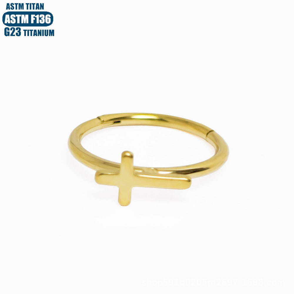 Titanium Alloy Nose Ring Ear Ring Star Cross Moon Lightning Seamless Hoop Ear Cartilage Piercing Jewelry - Image 3