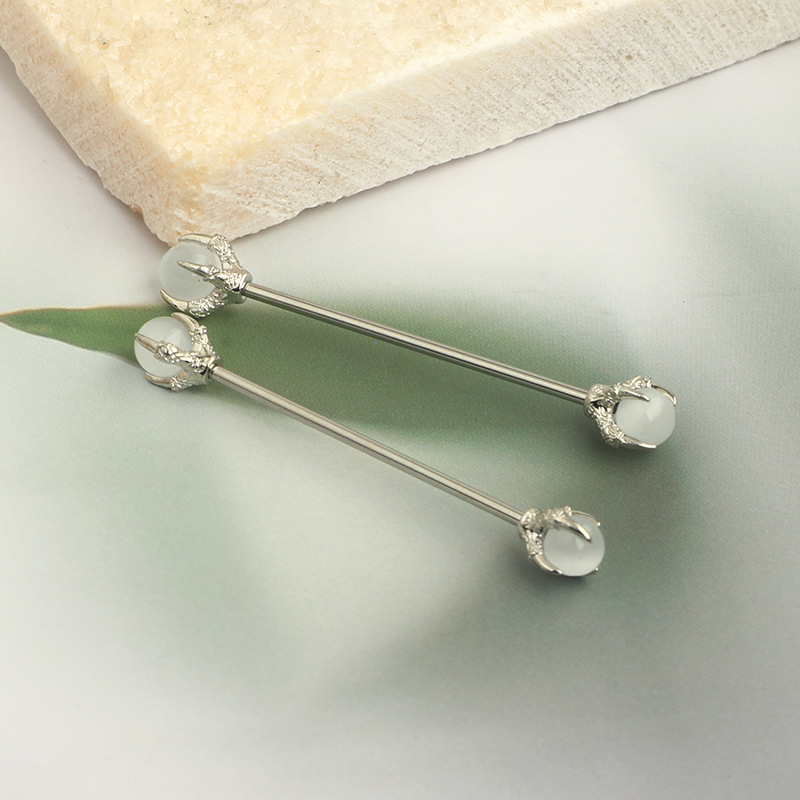Stone Clasp Industrial Earring Stainless Steel Transparent Palm Earring Ear Bridge Jewelry - Image 3