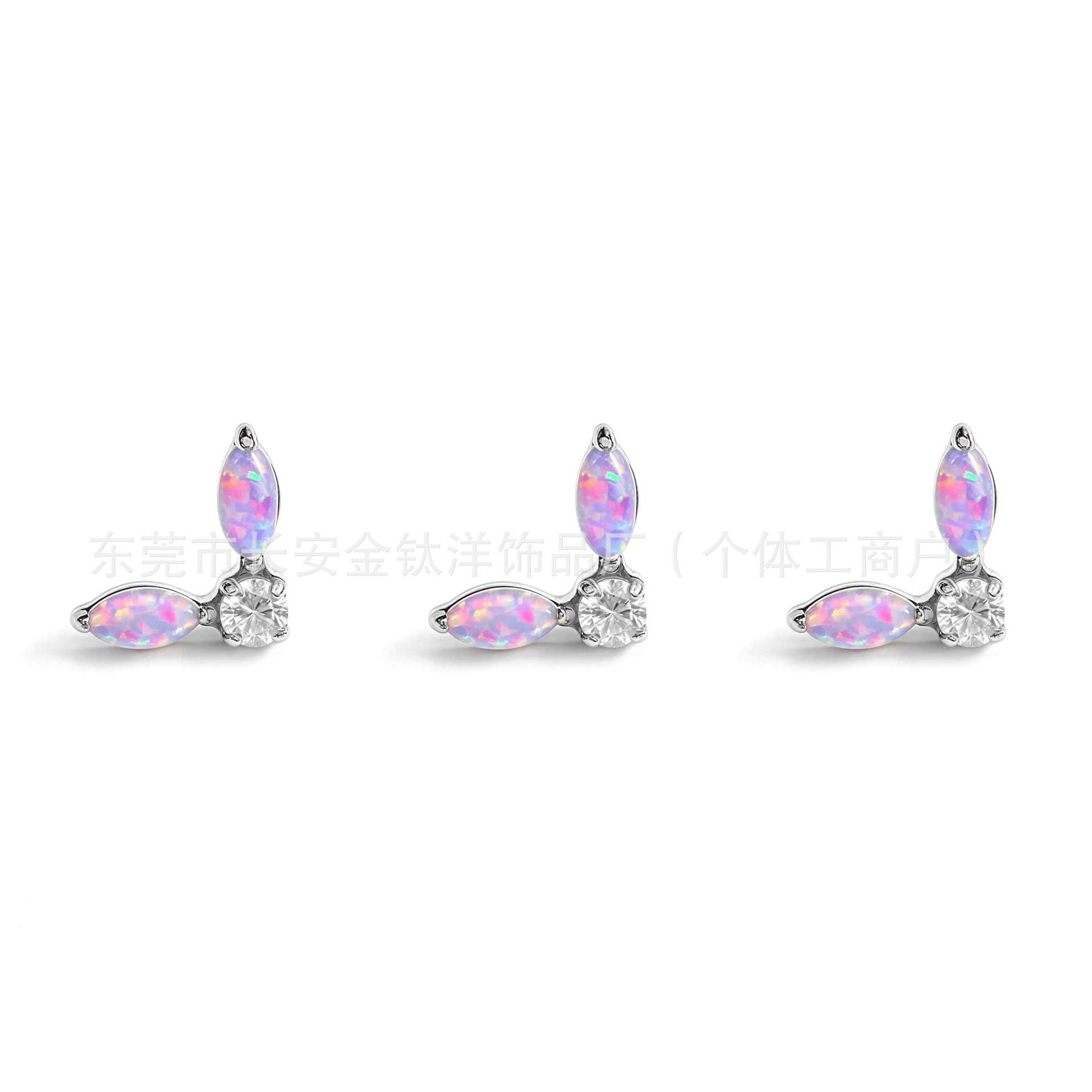 F136 Titanium Marquise Zircon Wing Earrings Lip Studs Nose Studs Ear Bone Studs G23 Titanium Alloy Body Piercing Jewelry - Image 2