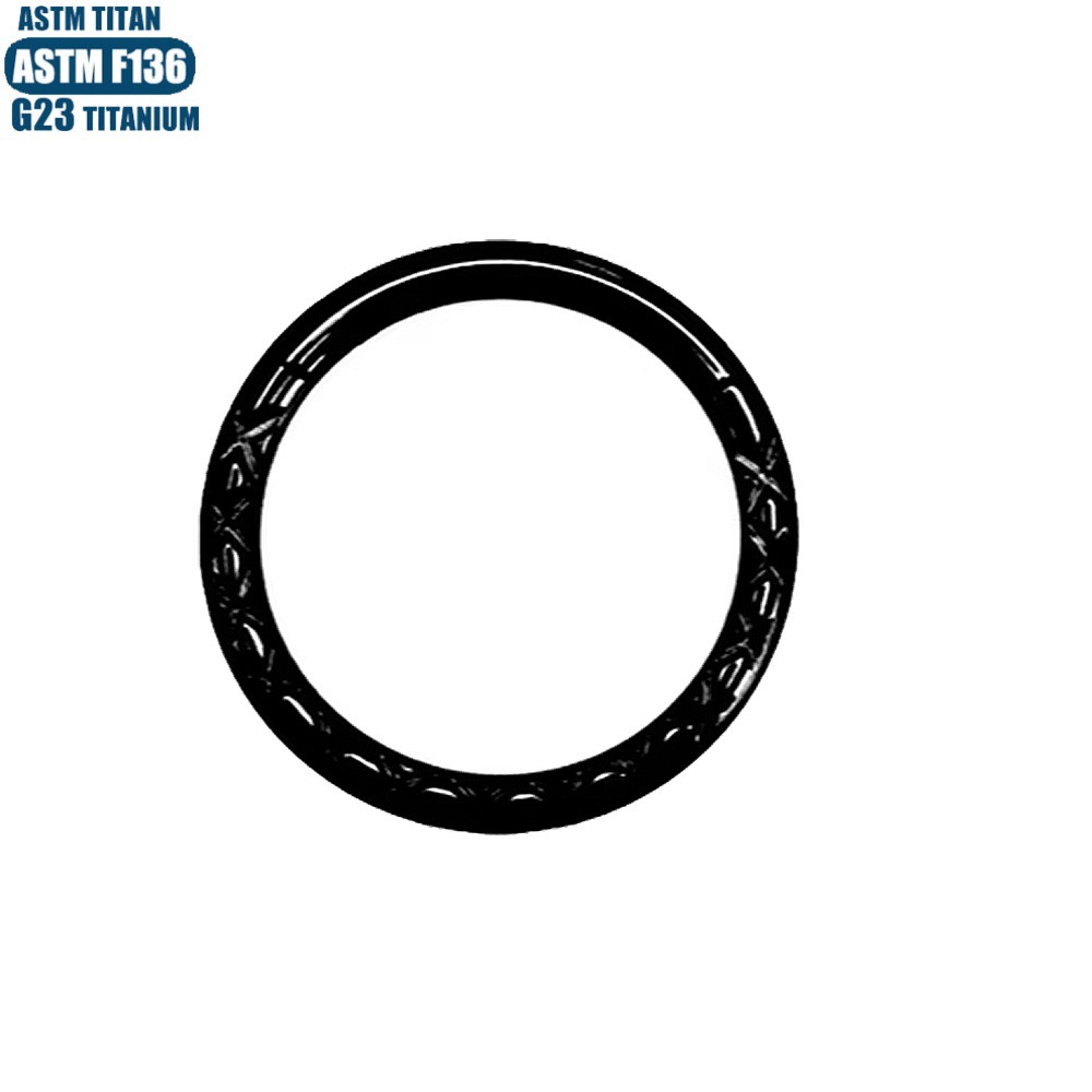 F136 Titanium Black CNC Engraved Seamless Nose Ring Septum Clicker Earring Conch Hoop - Image 4