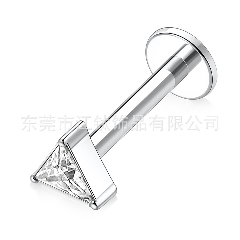 G23 Titanium Triangular Inlaid Zircon Ear Cartilage Stud Earring Lip Nail Body Piercing Jewelry - Image 5