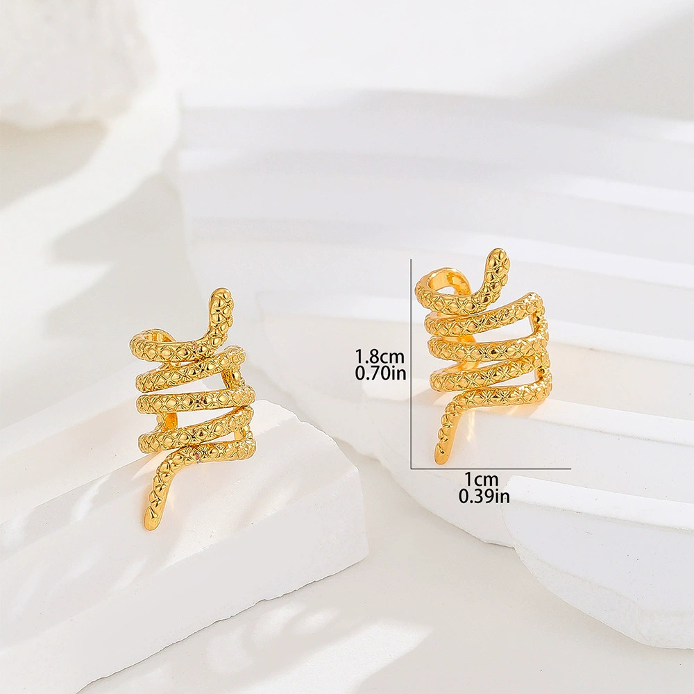 Retro Cold Snake Shape Ear Clip - No Piercing Needed, Gold Plated, Unisex, Fashionable Hoop Ear Cuff - Image 5