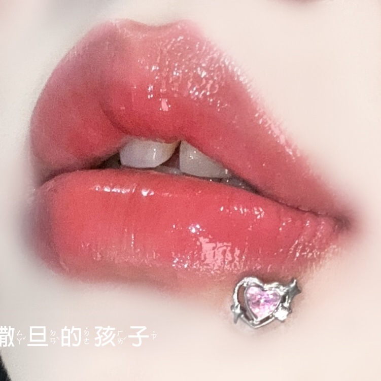 Red Titanium Steel Internal Thread Lip Ring for Lip Piercing - 12mm Bar Length - Image 2
