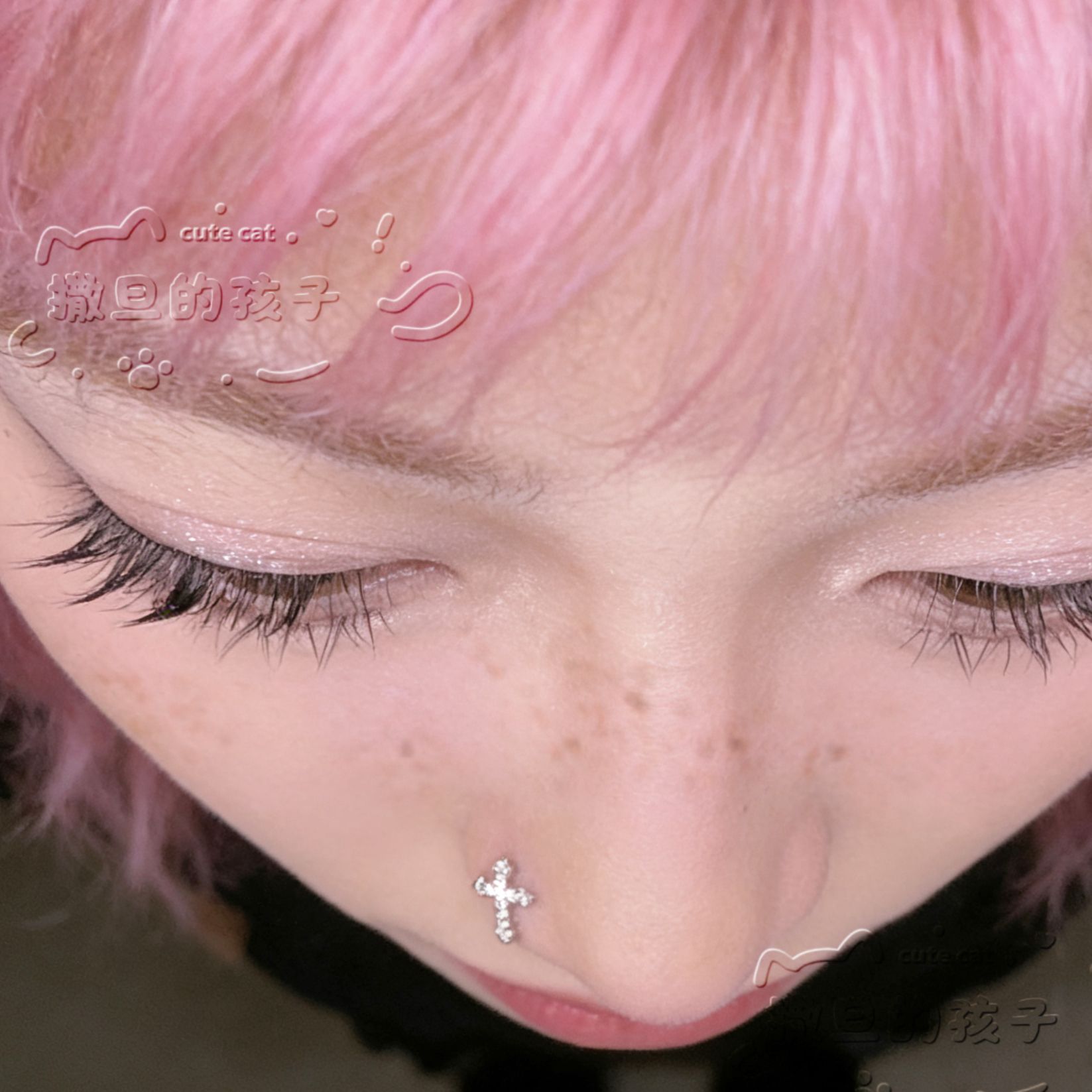 Satan's Children Cross Snow Mist L-Shaped Nose Stud Nose Ornament Piercing Jewelry - Image 3