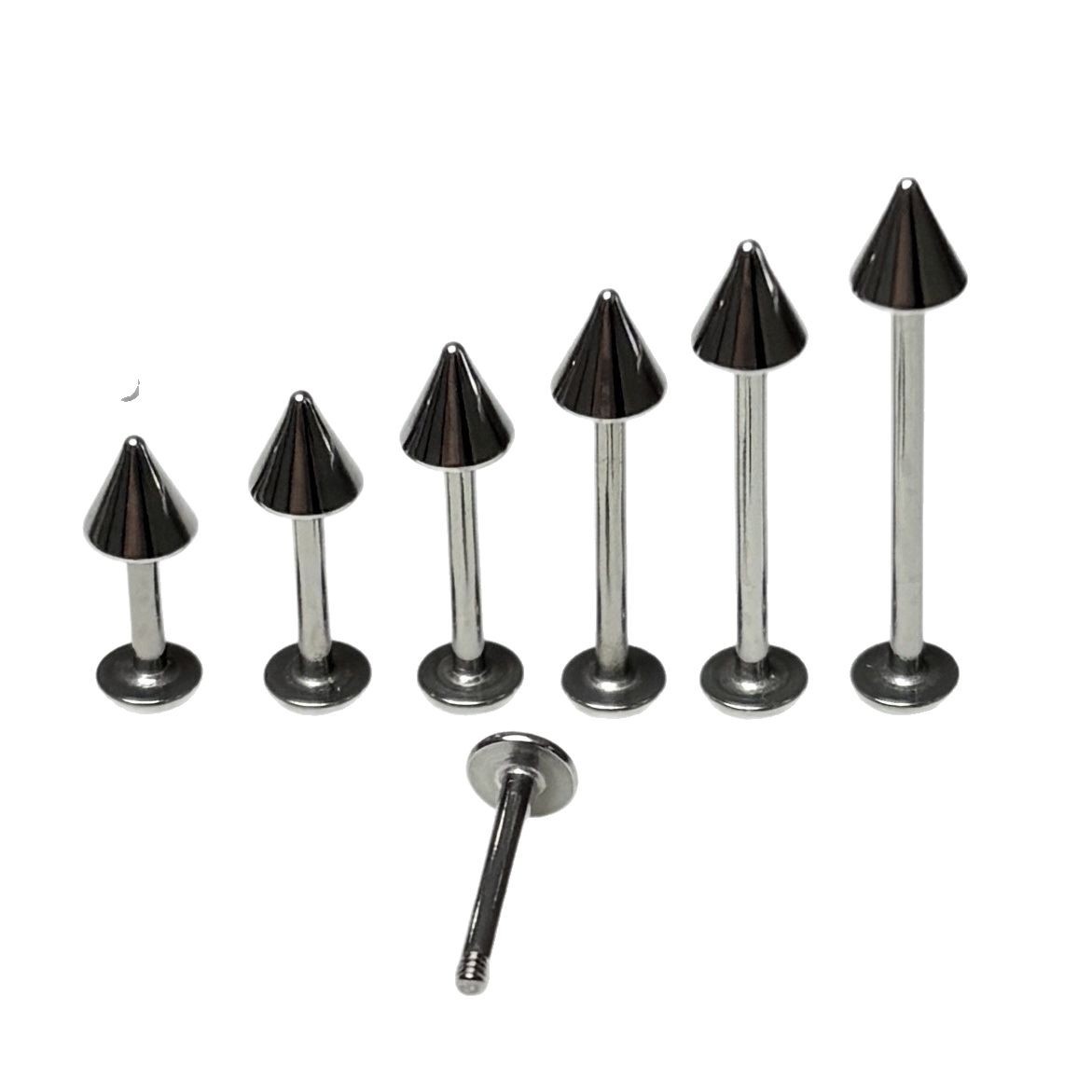 Basic Pointed Cone Lip Labret Stud 316L Surgical Steel Externally Threaded Flat Back Lip Piercing Jewelry for Men Women - Image 5