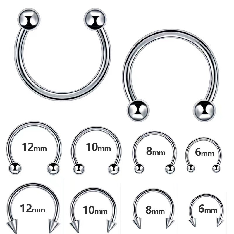 G23 Titanium Internal Thread U-Shaped Horseshoe Ring 14G 16G Body Piercing Jewelry - Image 2