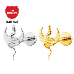 G23 Titanium Moon Snake Ear Cartilage Stud Earring - ASTM F136 Surgical Piercing Jewelry