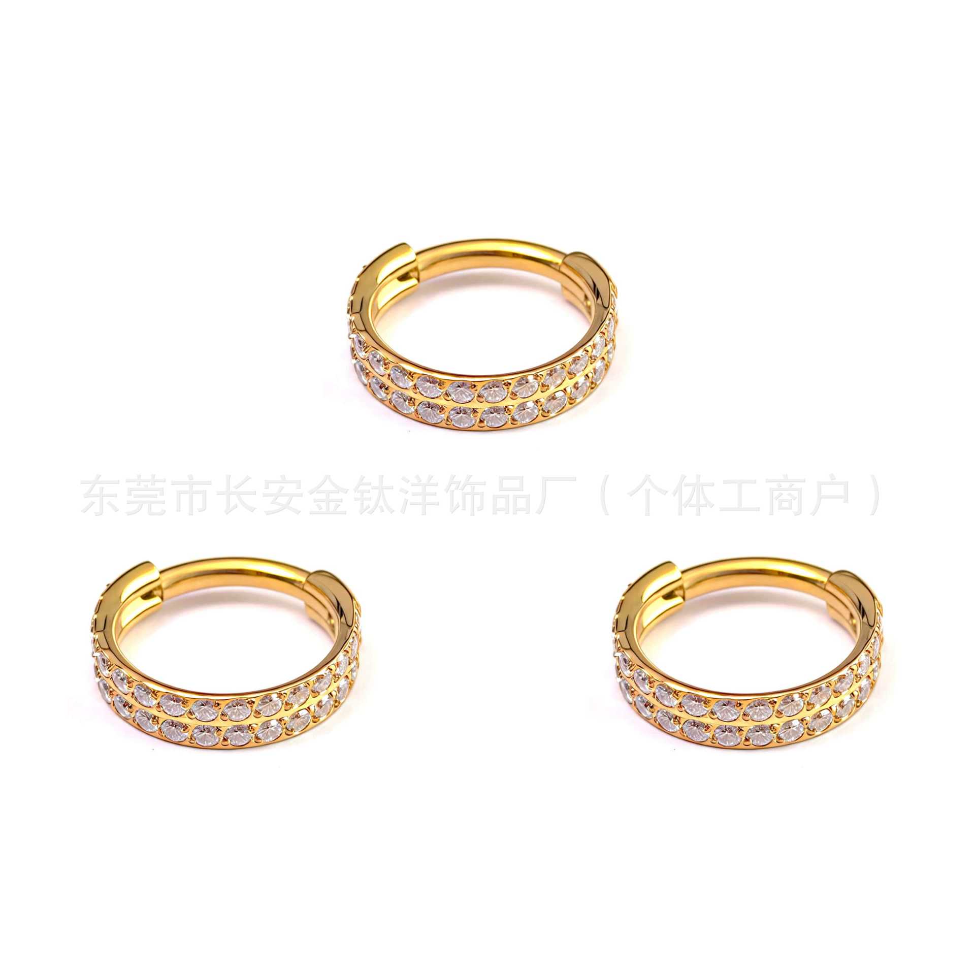 F136 Titanium Double-Layer Half-Studded Diamond Closed Ring Seamless Hoop Earrings Nose Ring Earrings G23 Titanium Alloy Piercing Jewelry - Image 3