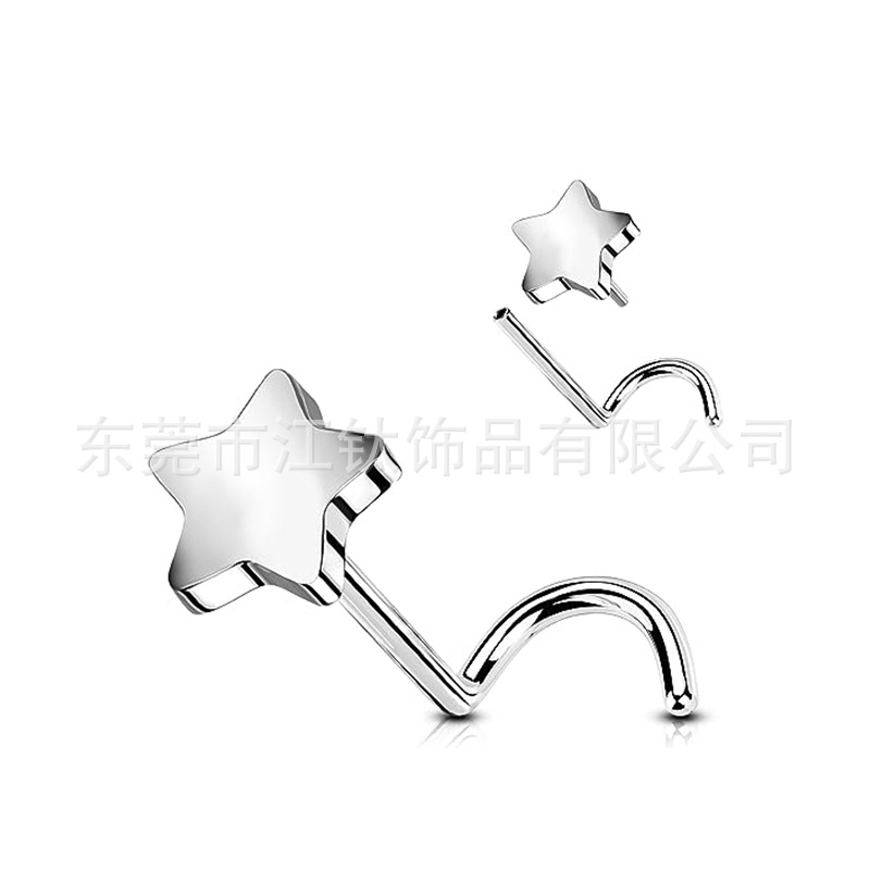 ASTM F136 Titanium Nose Stud Moon Star Heart Cross Lightning G23 Body Piercing Jewelry Nose Ring - Image 4