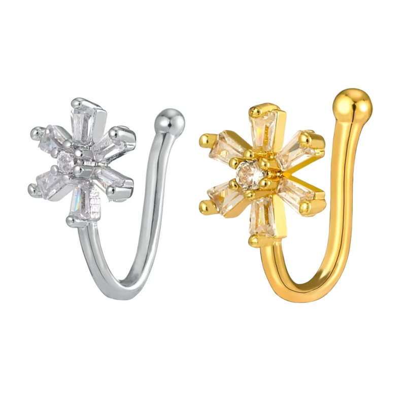Flower Copper Micro-Set Diamond U-Shape Fake Nose Ring Clip Non-Pierced Fashionable Nose Jewelry - Image 5