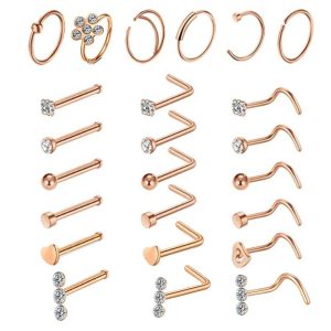 Amazon New Combination Nose Nail Set - 24 Piece Stainless Steel Nose Ring Jewelry Set