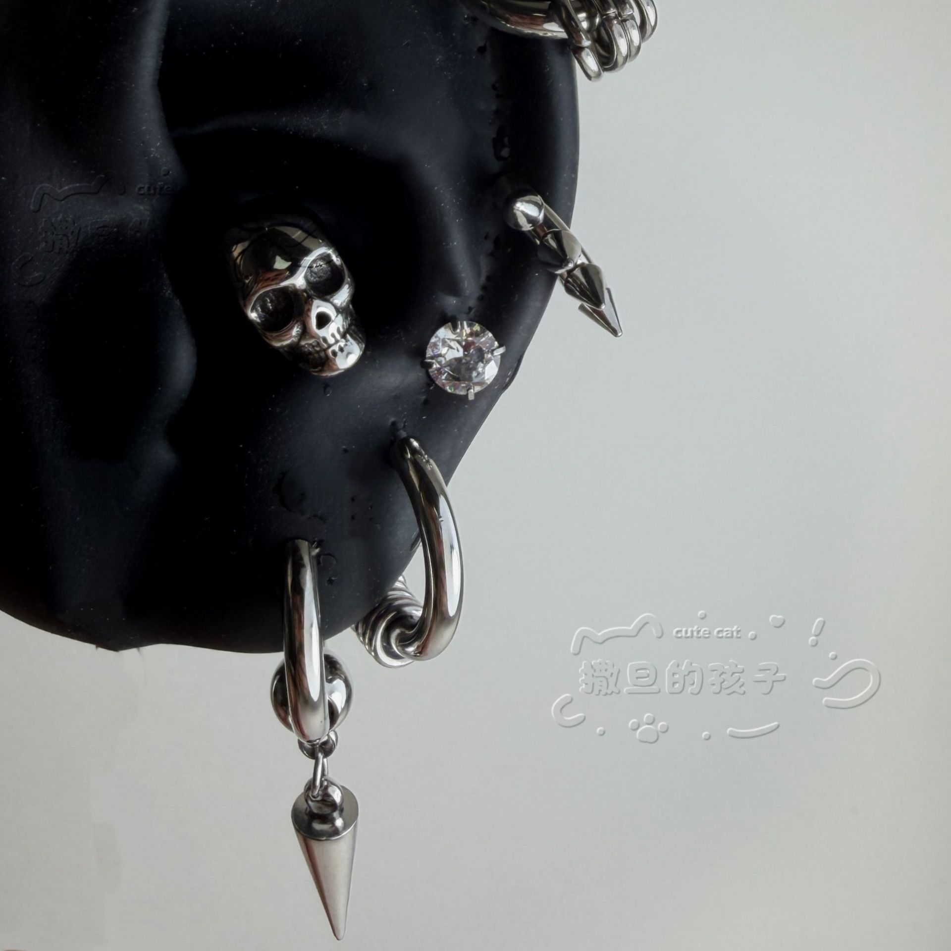 Ear Bone Studs Titanium Steel Plain Dark Black Earrings Hoop Studs for Helix Tragus Conch Piercing - Image 3