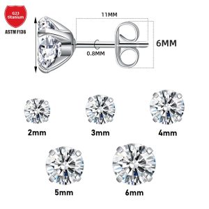 G23 Titanium 5A Zircon Ear Studs Integrated Butterfly Back Ear Bone Nail Piercing Jewelry